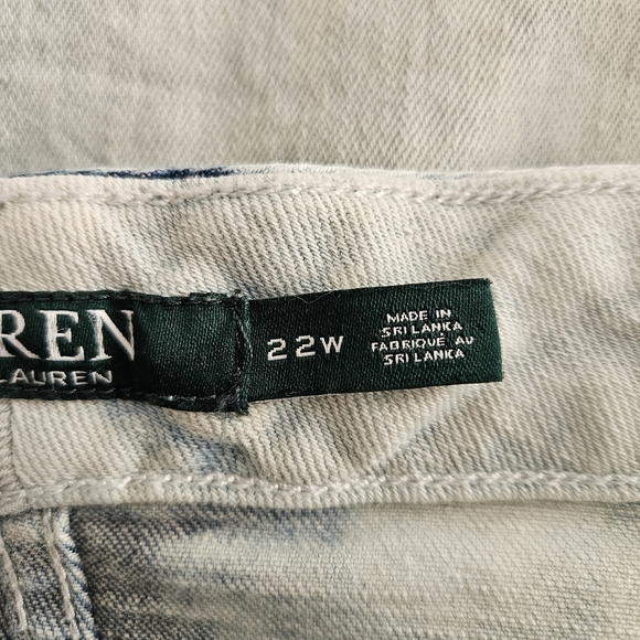 Lauren Ralph Lauren Jeans 22W Washed Denim Raw Hem Stretch Denim Crop Length - Picture 3 of 10